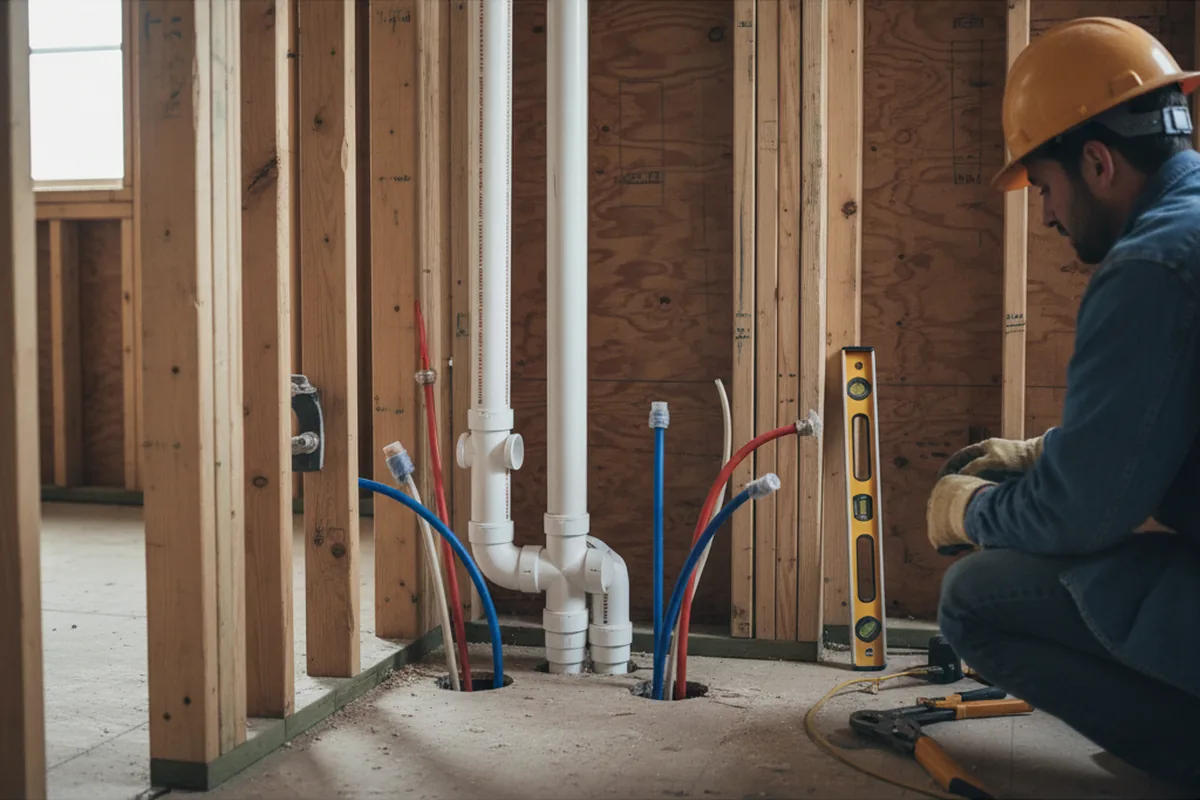 Drain and supply rough-in during Sump Pump Repair in Bakerstown