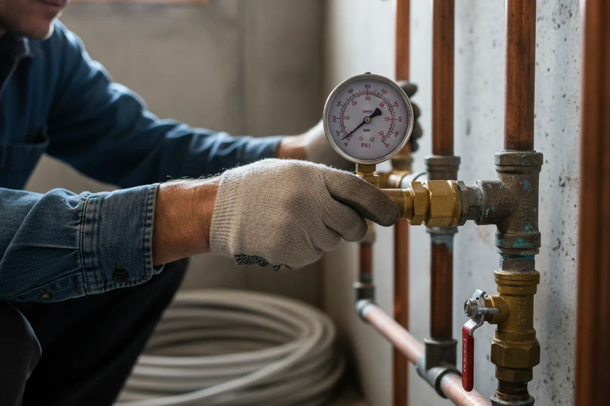 Pressure testing a repaired line during Water Line Repair in Bakerstown